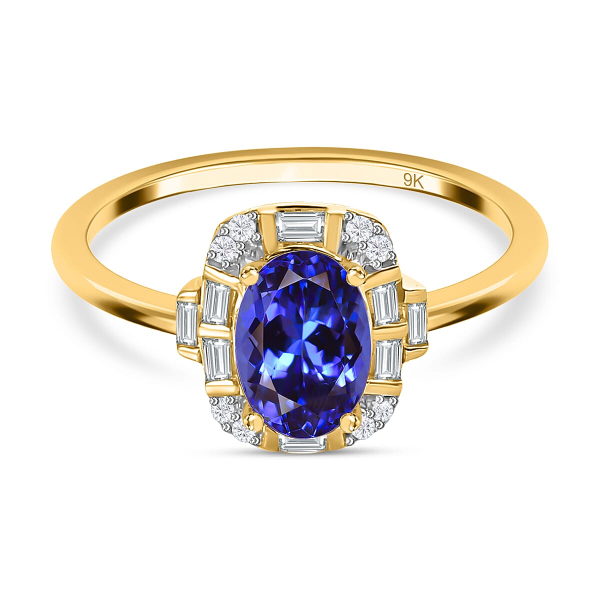 9K Gold Tanzanite and Diamond Ring 0.83 Ct