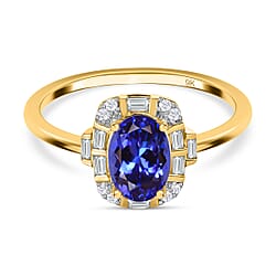 9K Gold Tanzanite and Diamond Ring 0.83 Ct