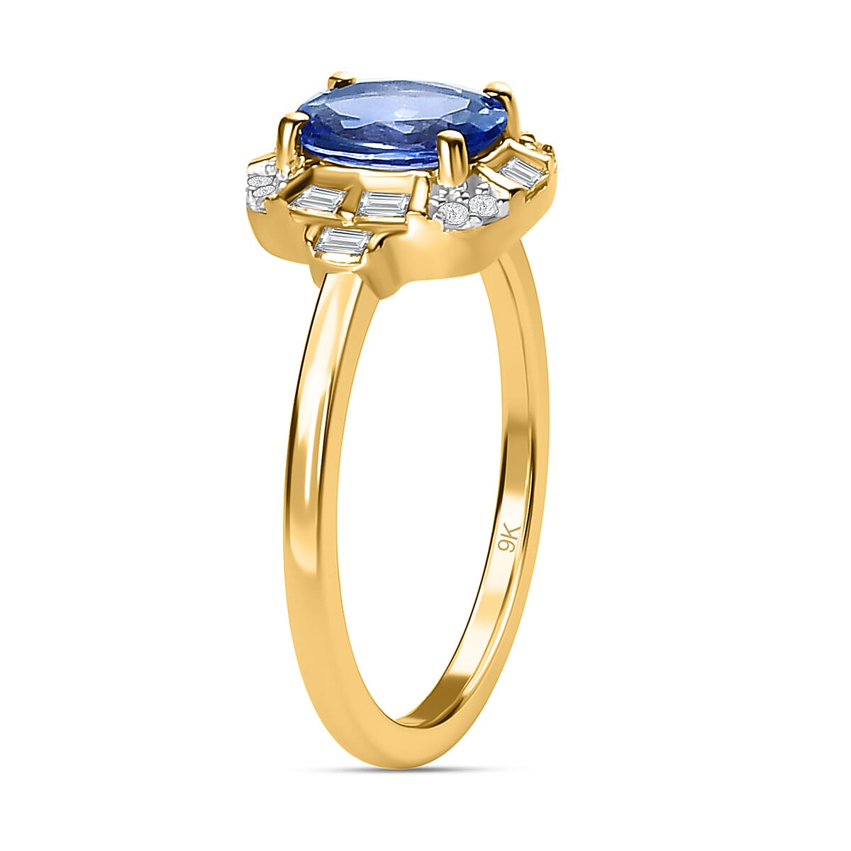 9K Gold Tanzanite and Diamond Ring 0.83 Ct