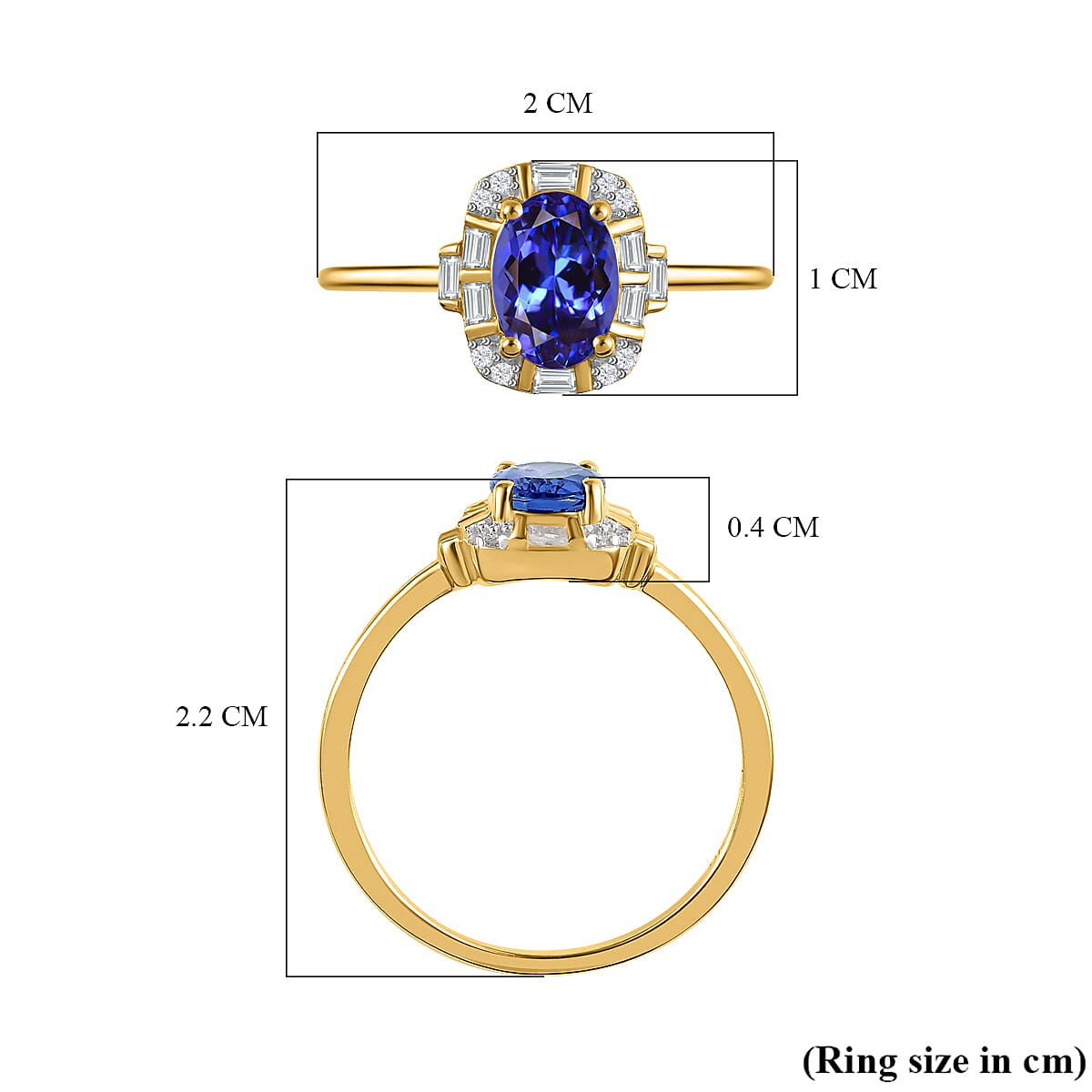 9K Gold Tanzanite and Diamond Ring 0.83 Ct