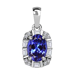 9K White Gold Tanzanite and Diamond Pendant 0.83 Ct