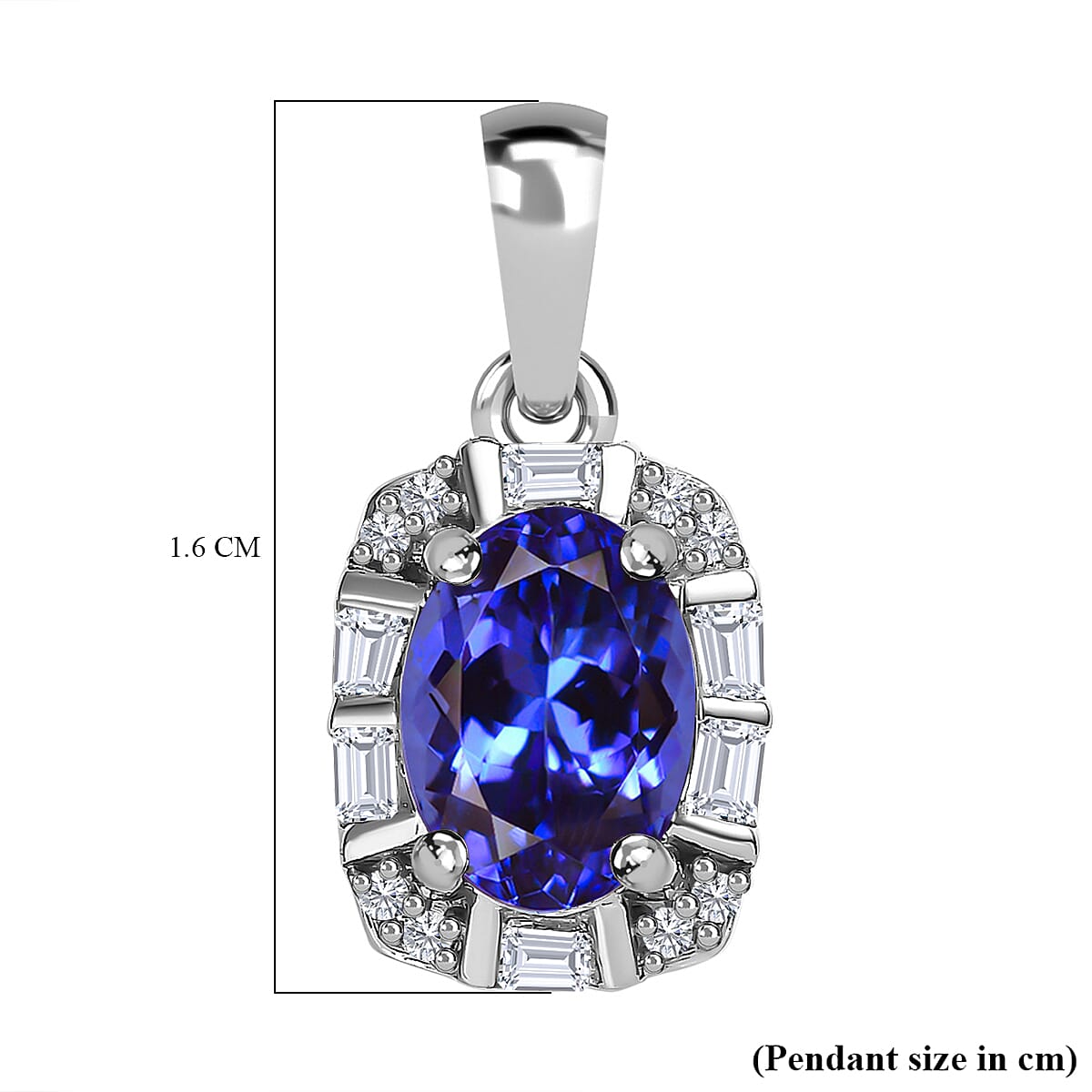 9K White Gold Tanzanite and Diamond Pendant 0.83 Ct