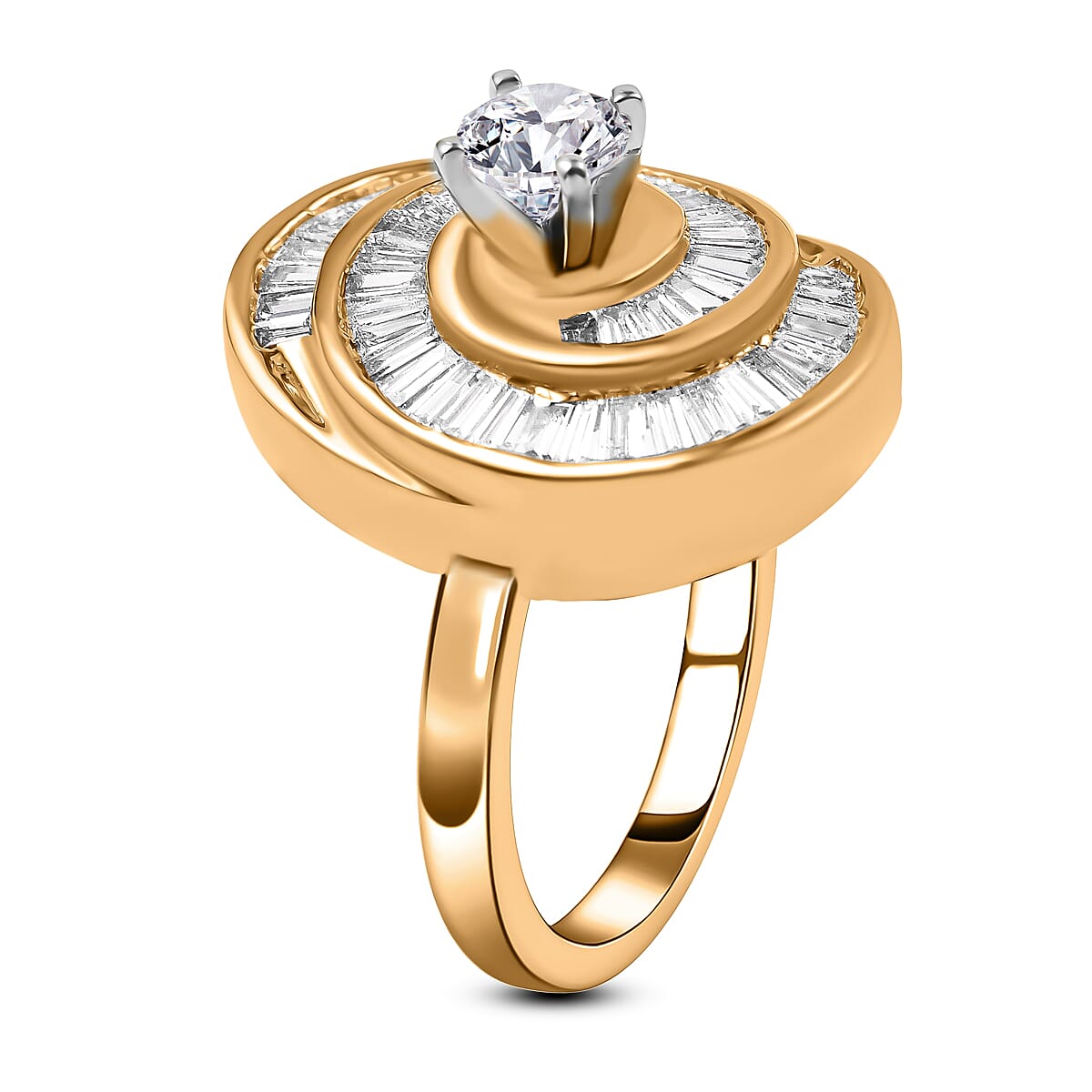 14K Yellow Gold Diamond (I1-GH) Ring 1.15 Ct, (Center Stone 0.38Ct) Gold Wt. 5.75 Gms.Size N