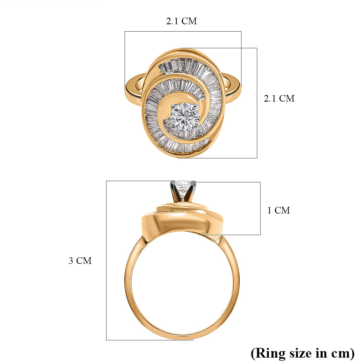 14K Yellow Gold Diamond (I1-GH) Ring 1.15 Ct, (Center Stone 0.38Ct) Gold Wt. 5.75 Gms.Size N