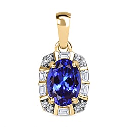 9K Yellow Gold Tanzanite and Diamond Pendant 0.83 Ct