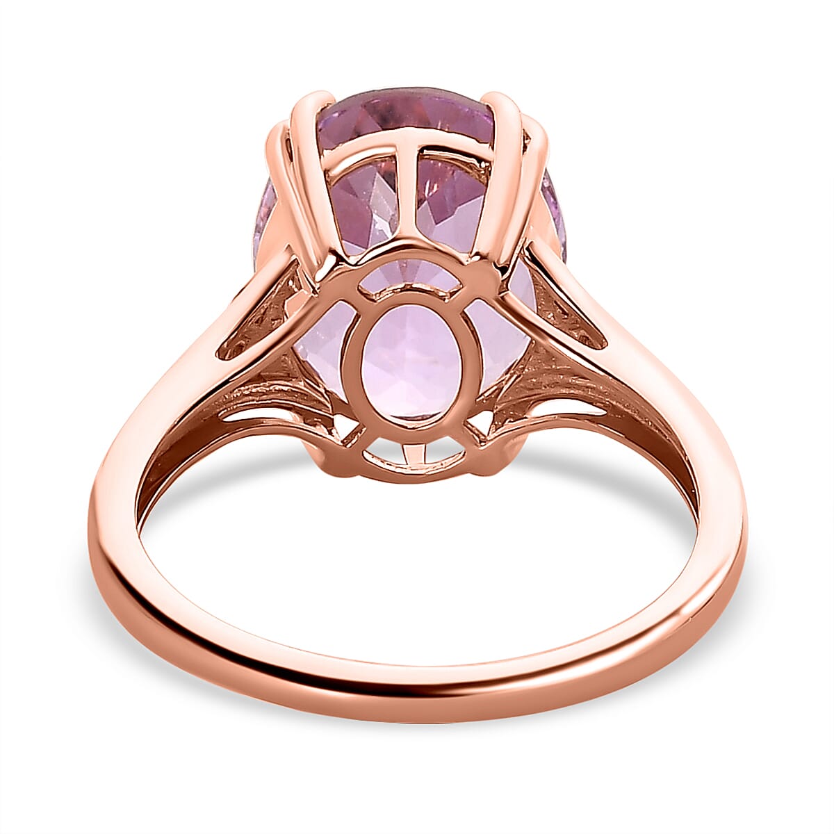 9K Rose Gold Kunzite and Moissanite Ring 6.47 Ct.