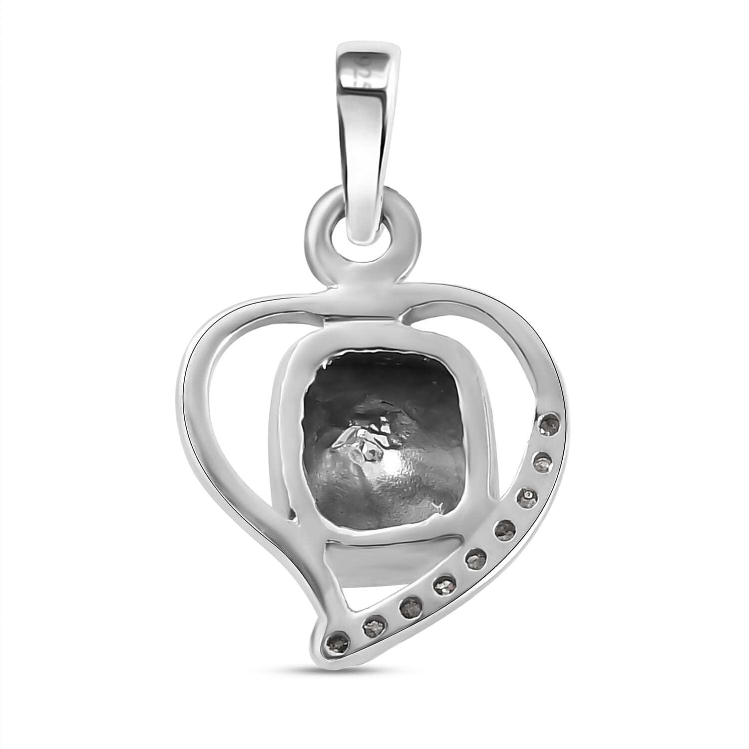 Artisan Crafted Polki Blue Diamond and White Diamond Pendant in Platinum Overlay Sterling Silver 0.31 Ct.