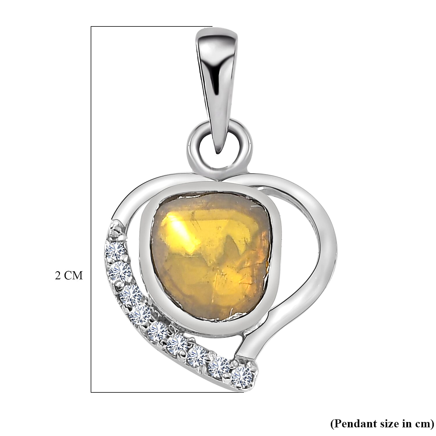 Artisan Crafted Polki Yellow Diamond and White Diamond Pendant in Platinum Overlay Sterling Silver 0.31 Ct.