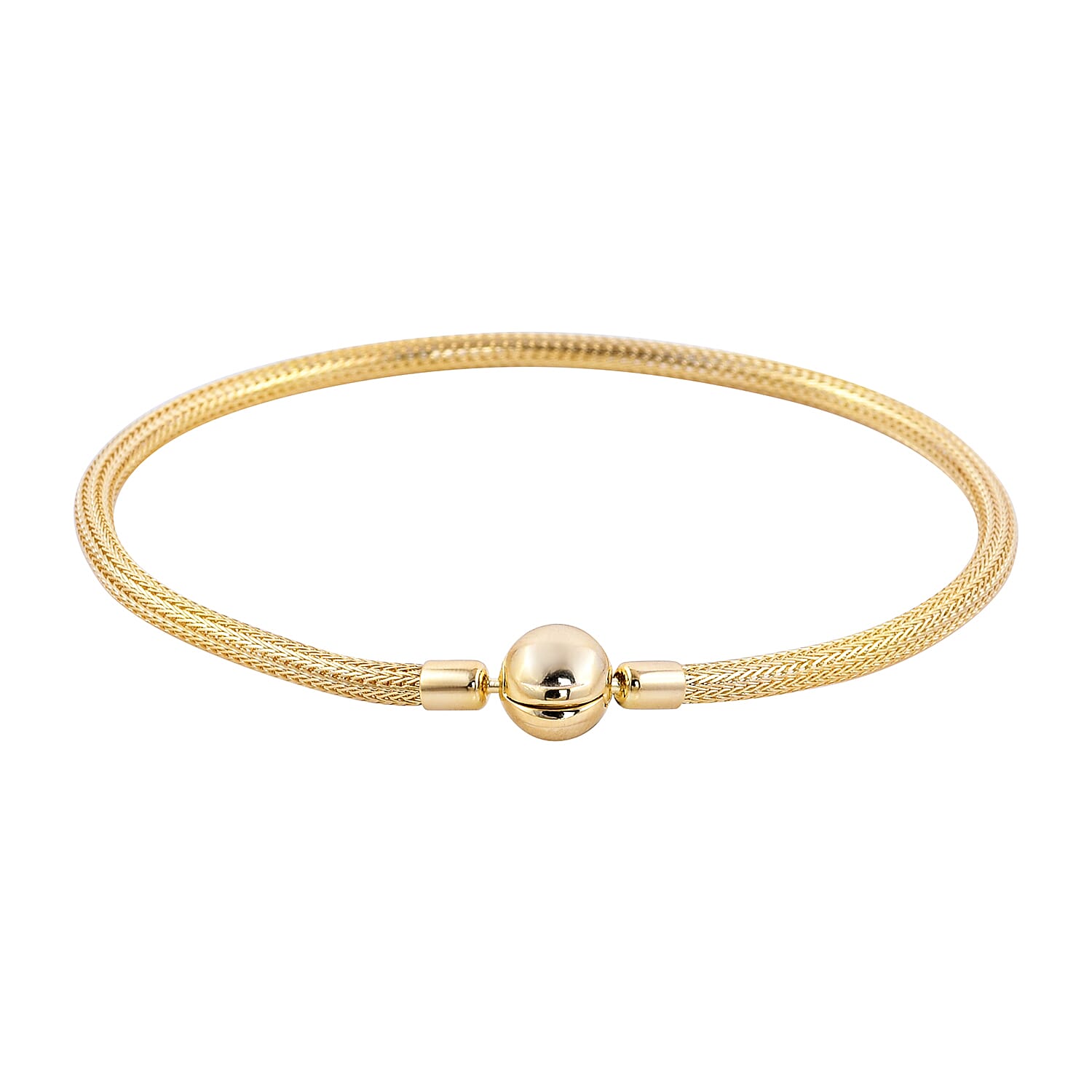 9K Yellow Gold Foxtail Bracelet (Size - 7.5) With Round Button Clasp, Gold Wt. 3.59 Gms.
