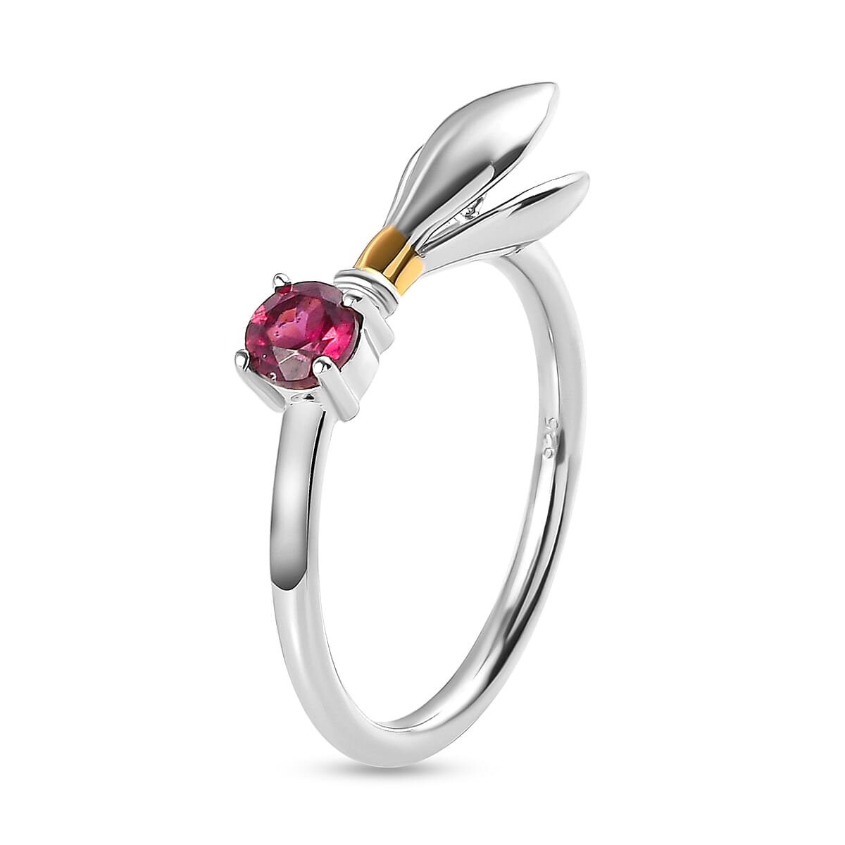 Rhodolite Garnet Ring in Platinum and Yellow Gold Overlay Sterling Silver