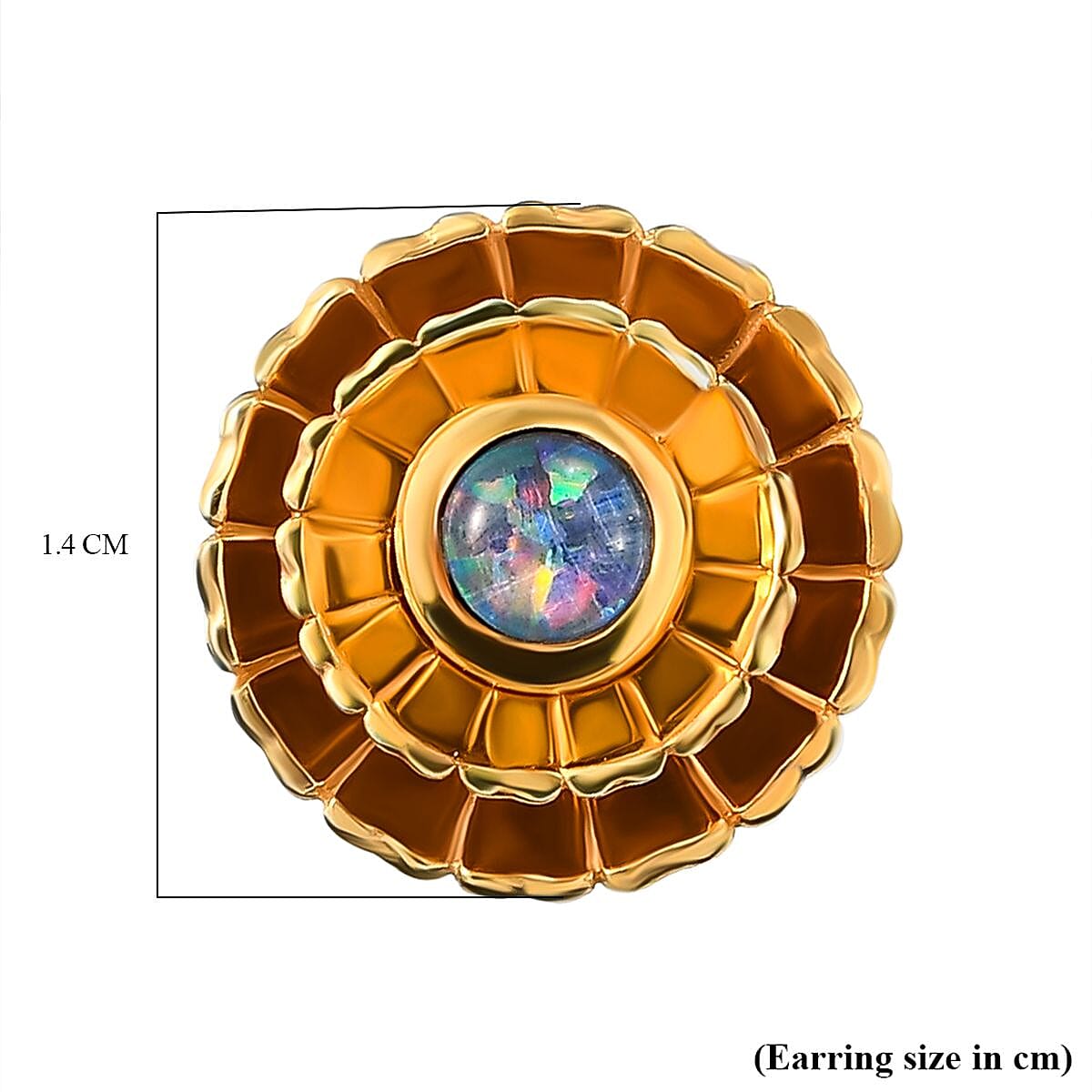 Australian Boulder Opal Triplet  Floral Stud Earrings (With Push Back) in Platinum and Yellow Gold Overlay Sterling Silver