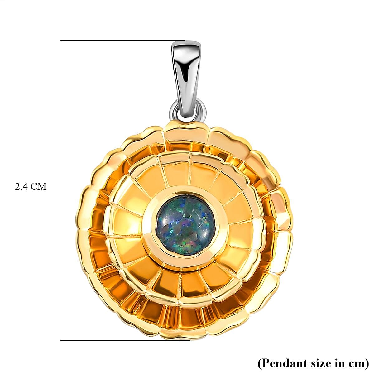 Australian Boulder Opal Triplet Pendant in Platinum and Gold Overlay Sterling Silver