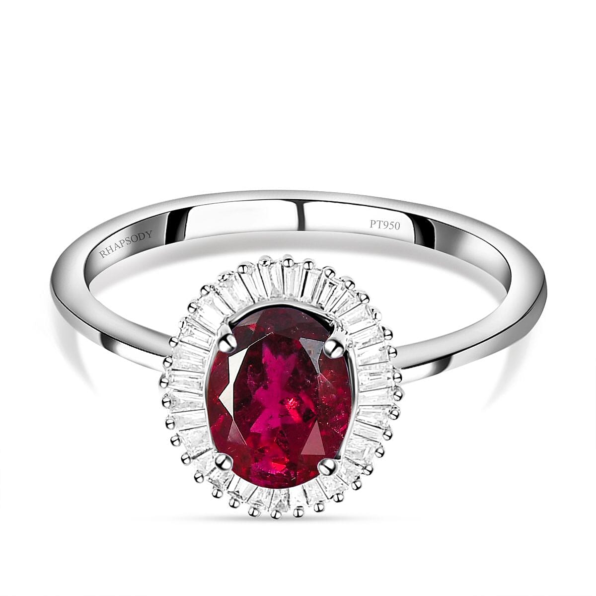 The Four Virtues Of Rubellite - RHAPSODY 950 Platinum AAAA Rubellite and Diamond (VS-E-F) Ring 1.46 Ct.