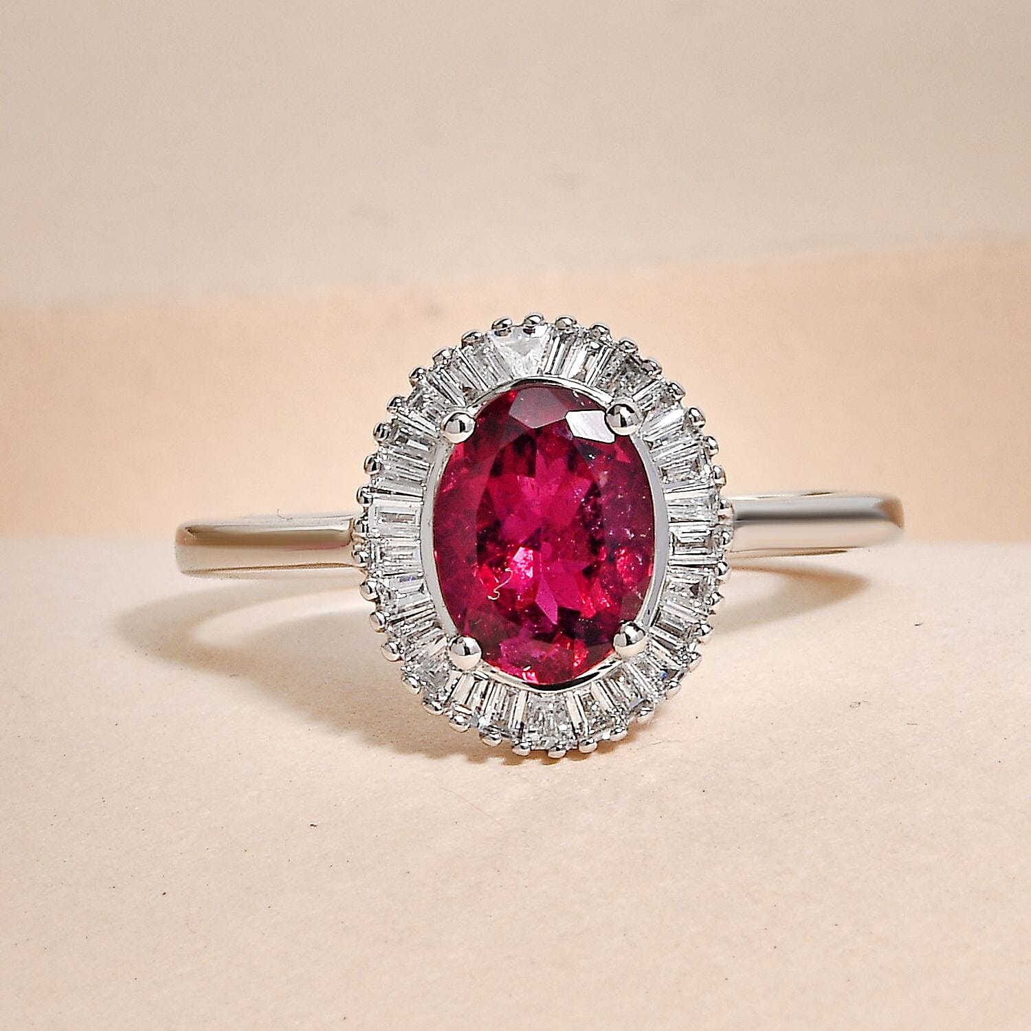 The Four Virtues Of Rubellite - RHAPSODY 950 Platinum AAAA Rubellite and Diamond (VS-E-F) Ring 1.46 Ct.