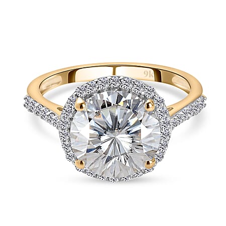 Super Find- 9K Yellow Gold Moissanite Ring 3.269 Ct.