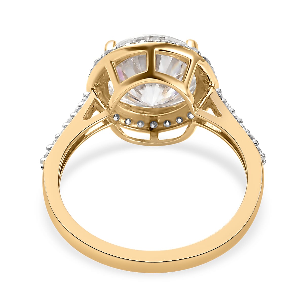 9K Yellow Gold Moissanite Halo Ring 3.30 Ct.