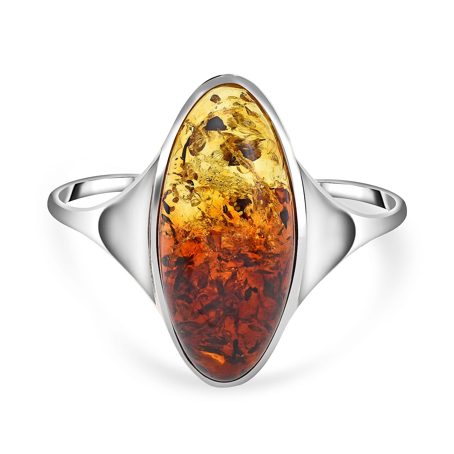 Tucson Special - Natural Baltic Amber Cuff Bangle (Size 7.5) in Sterling Silver, Silver Wt. 31.50 Gms