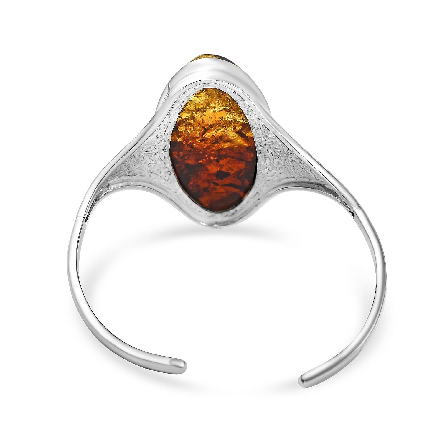 Tucson Special - Natural Baltic Amber Cuff Bangle (Size 7.5) in Sterling Silver, Silver Wt. 31.50 Gms