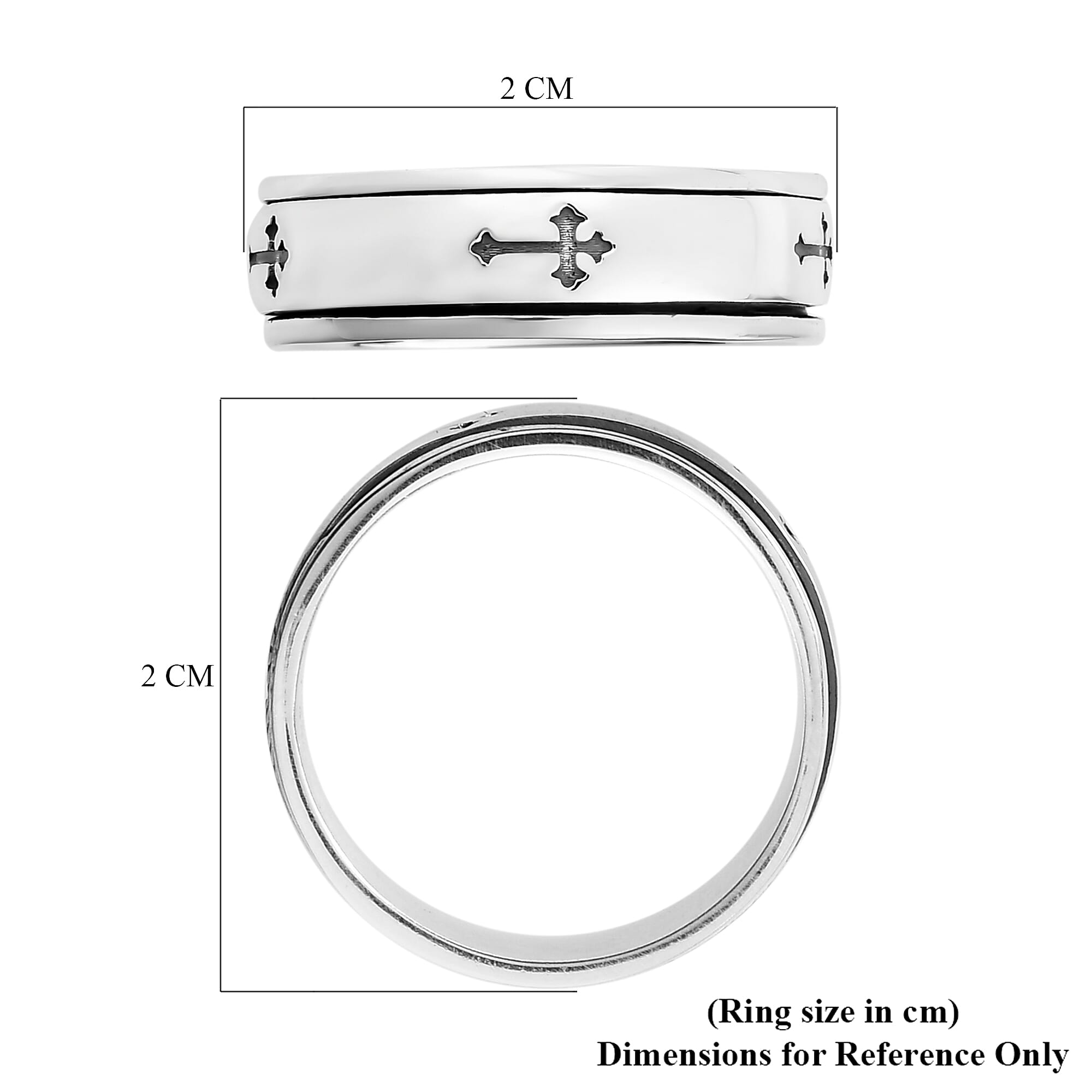 Artisan Crafted Cross Spinner Ring in Silver