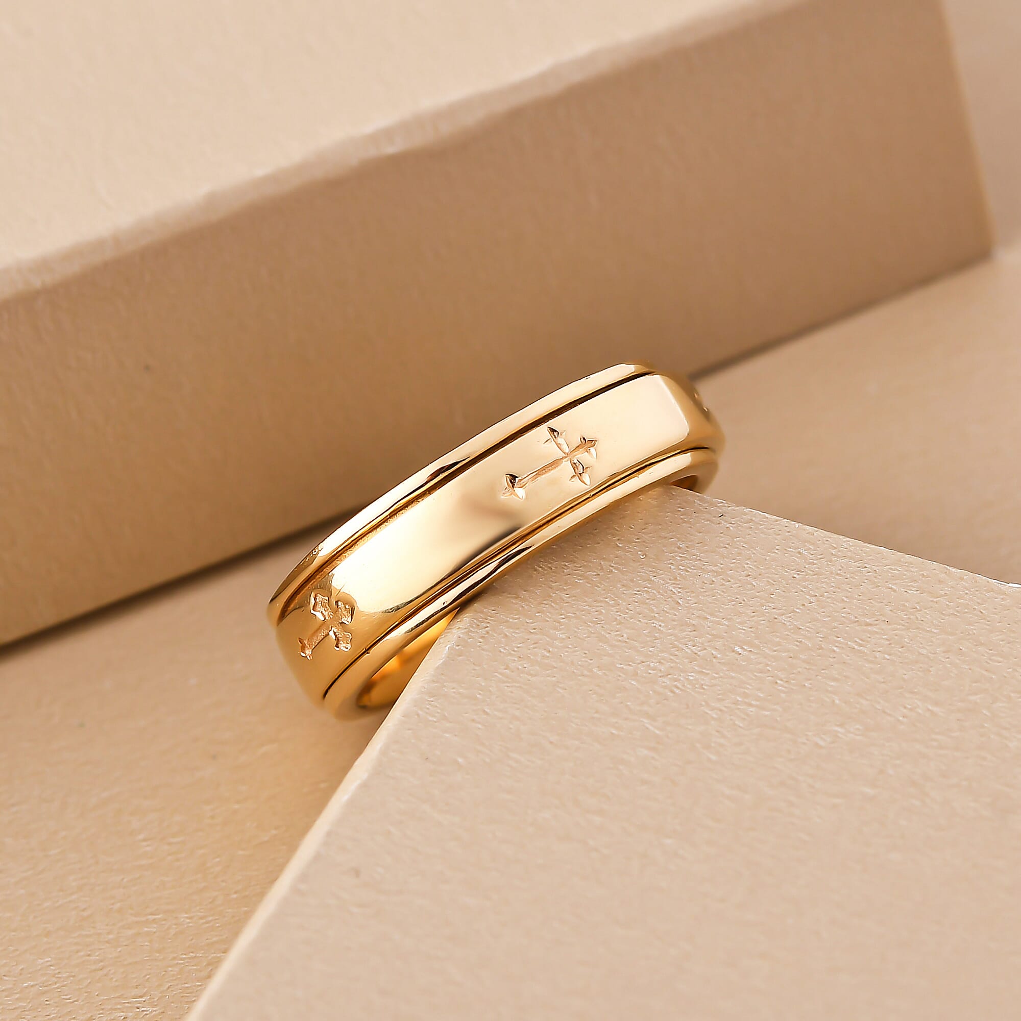 Artisan Crafted Cross Spinner Ring in Silver