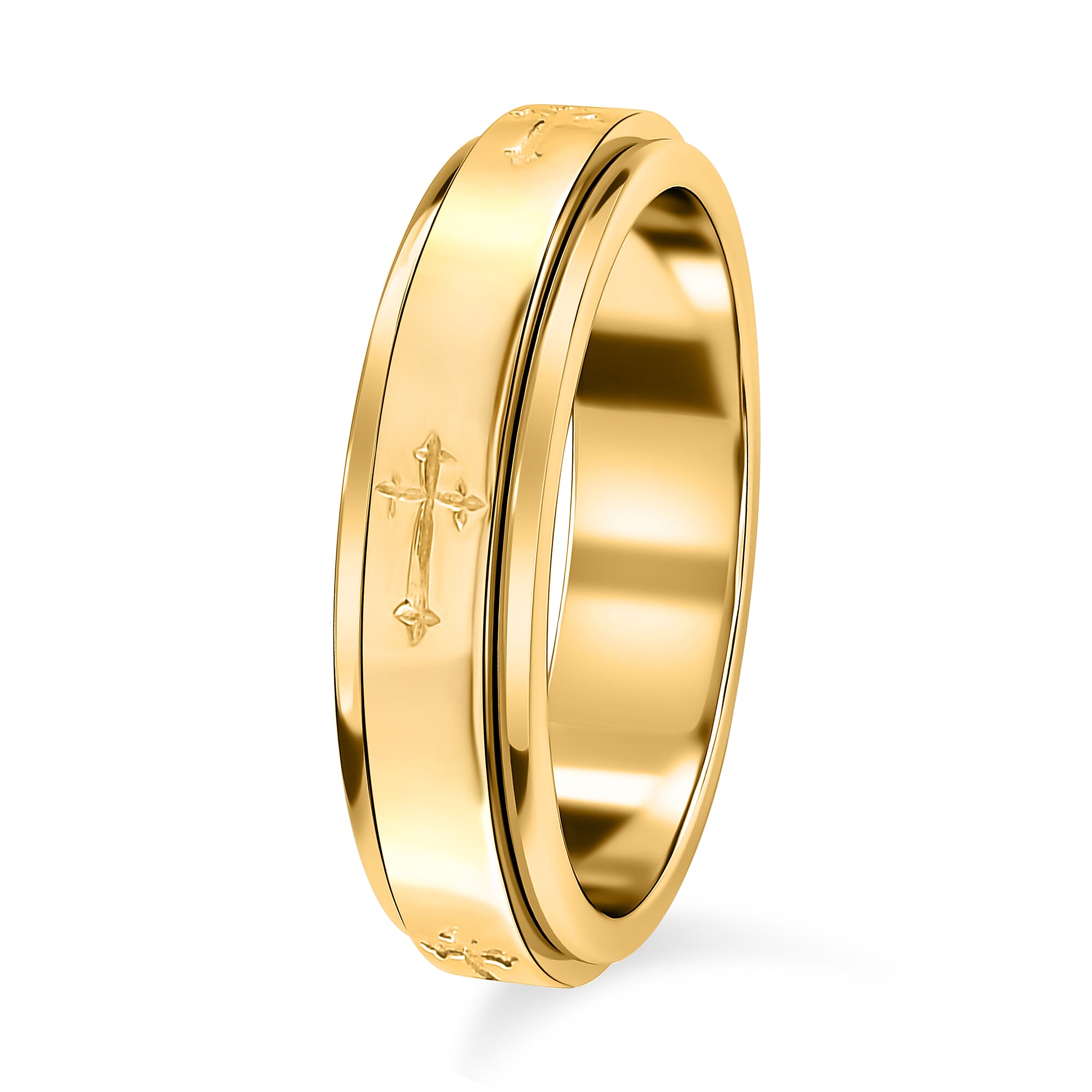 Artisan Crafted Cross Spinner Ring in Silver