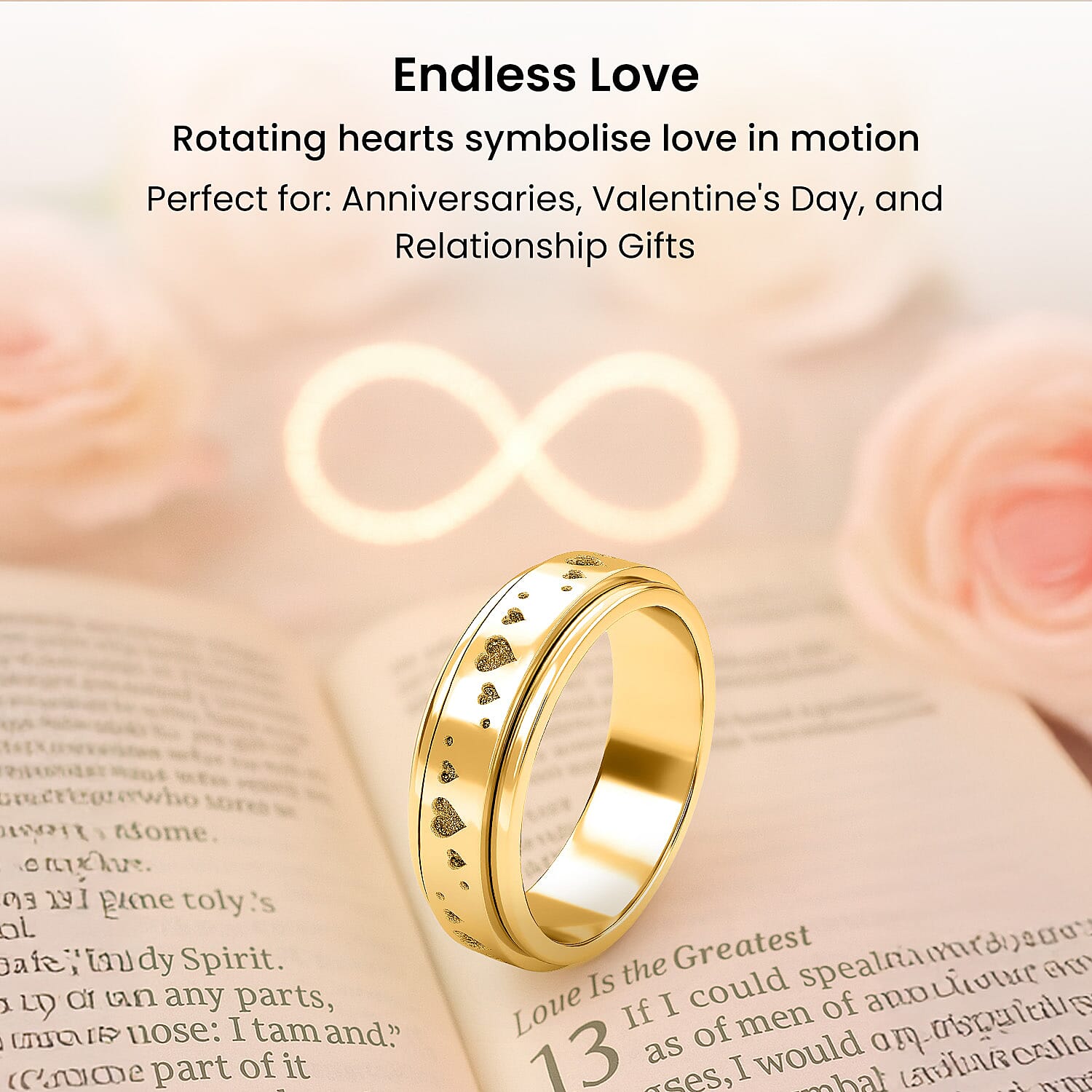 Sterling Silver Fidget Spinner Band Anxiety Stress Reliever Ring for Men and Women