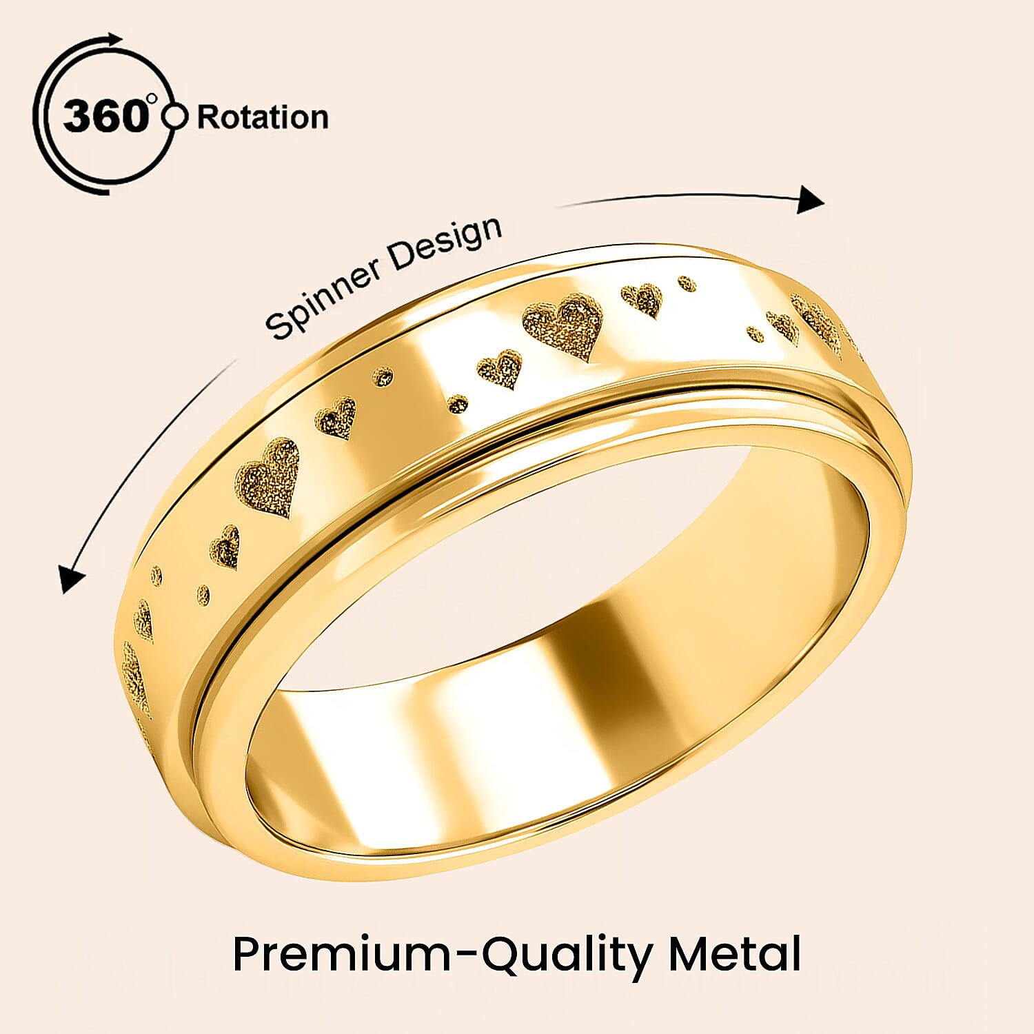 Sterling Silver Fidget Spinner Band Anxiety Stress Reliever Ring for Men and Women