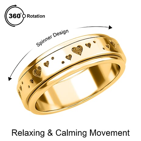 18K Vermeil Yellow Gold Plated Sterling Silver Heart Spinner Ring