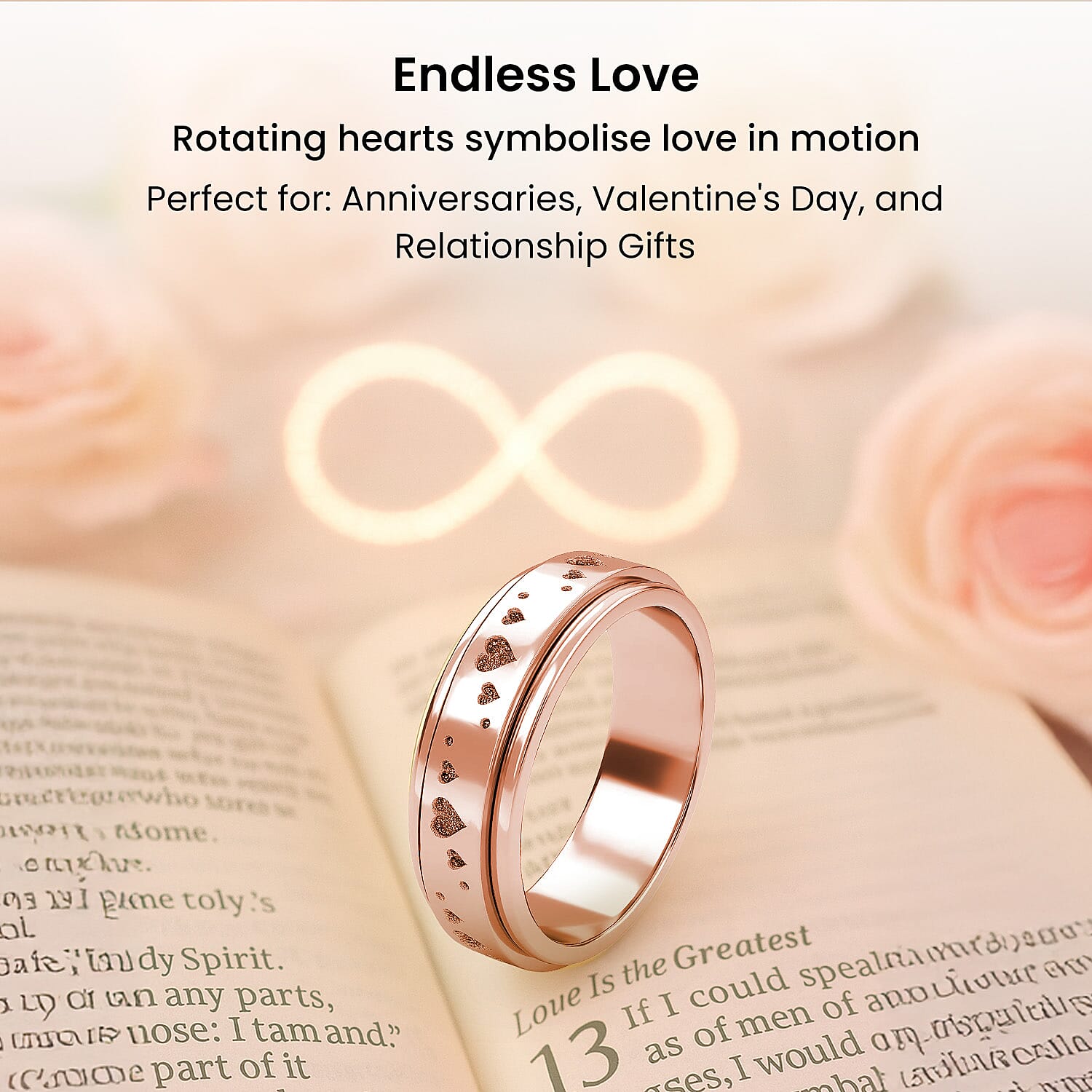 Sterling Silver Fidget Spinner Band Anxiety Stress Reliever Ring for Men and Women