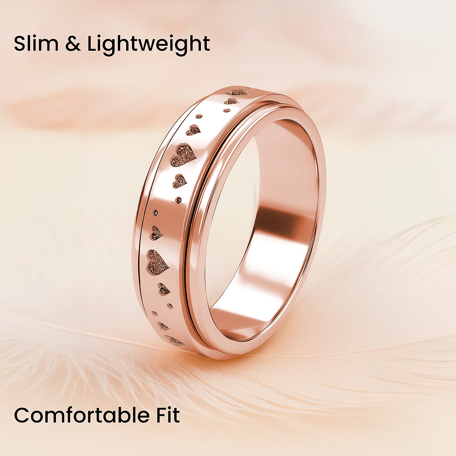 Sterling Silver Fidget Spinner Band Anxiety Stress Reliever Ring for Men and Women