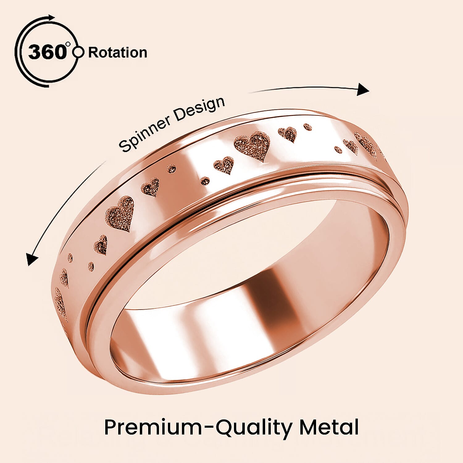 Sterling Silver Fidget Spinner Band Anxiety Stress Reliever Ring for Men and Women