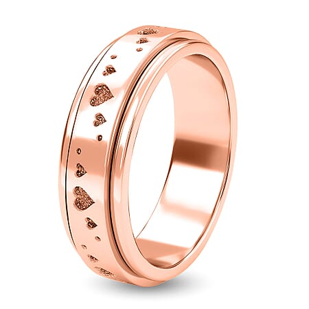 Stackable Heart Spinner Ring in Sterling Silver with 18K Vermeil Rose Gold