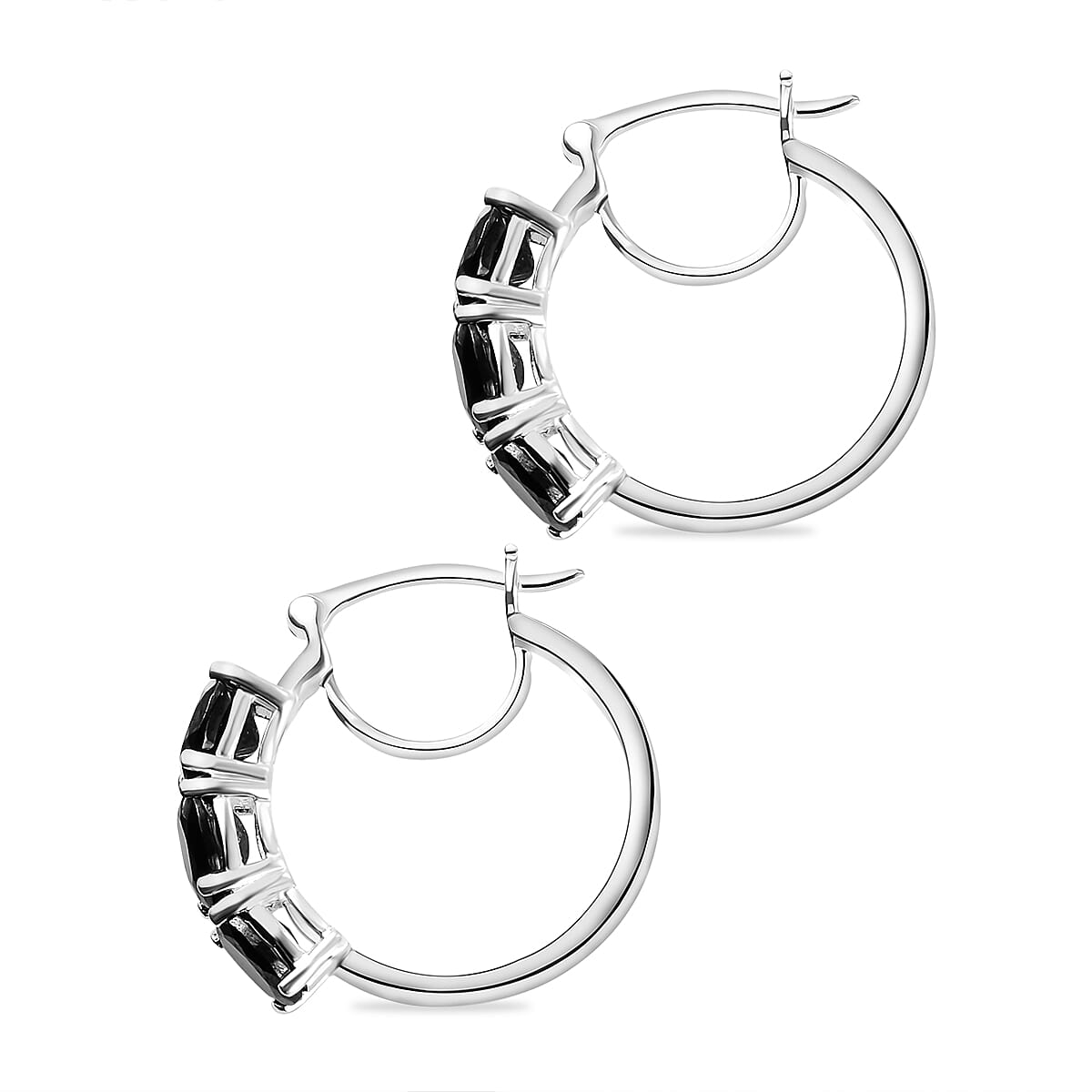 Elite Shungite Hoop Earrings (With Clasp) in Platinum Overlay Sterling Silver 1.12 Ct.