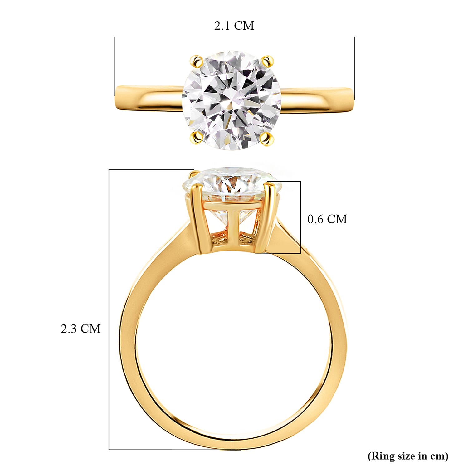 Moissanite Solitaire Ring in Sterling Silver