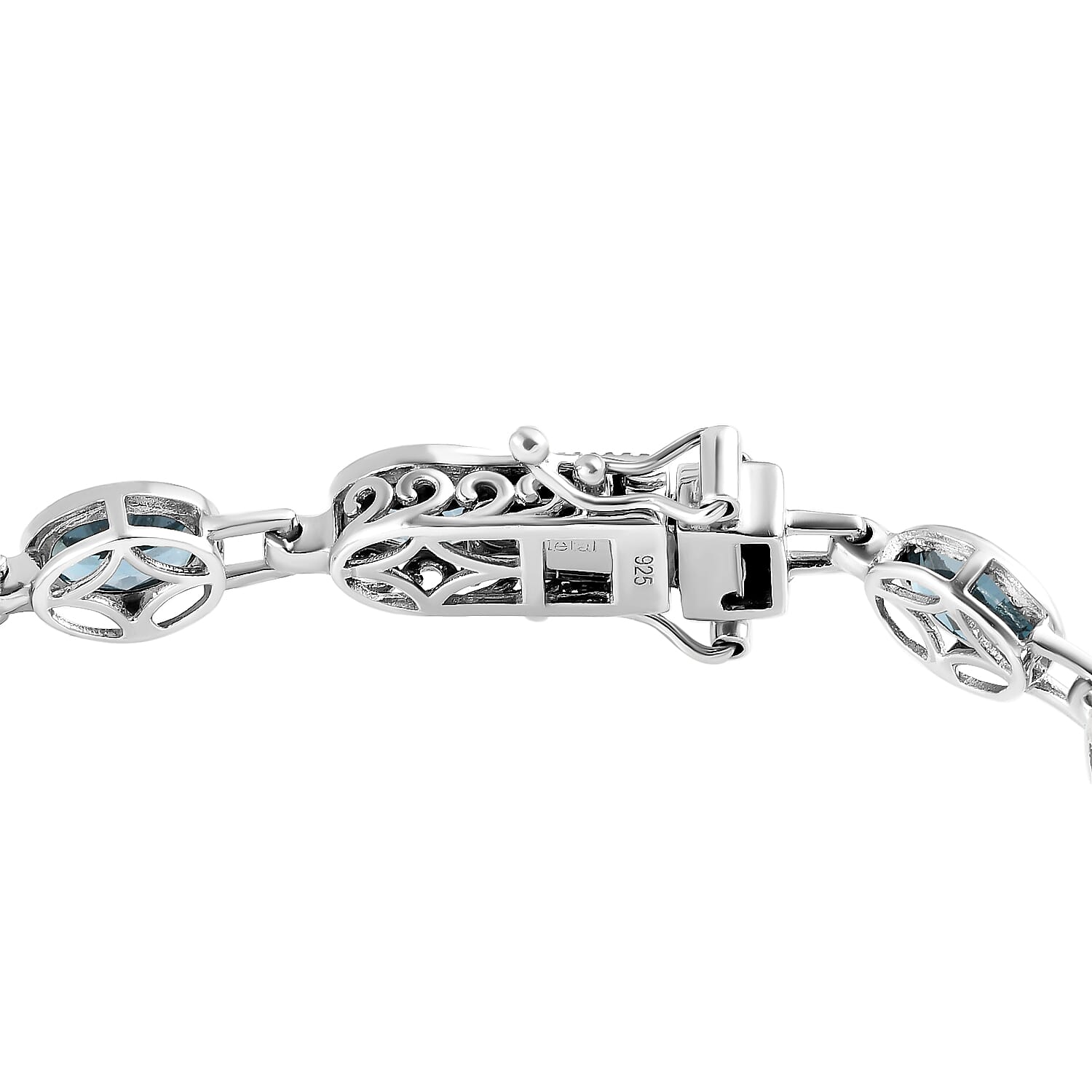 London Blue Topaz Bracelet (Size - 7.5) in Platinum Overlay Sterling Silver 13.39 Ct, Silver Wt. 9.20 Gms