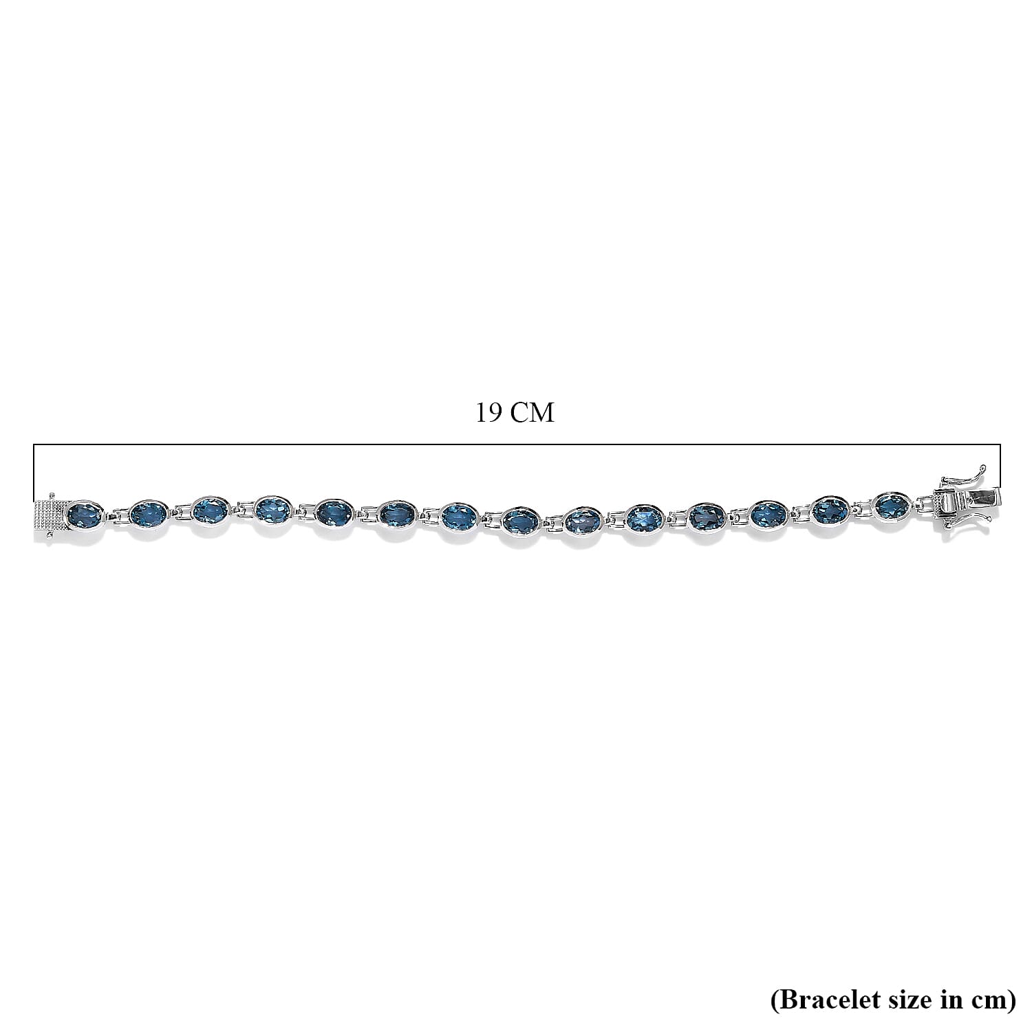 London Blue Topaz Bracelet (Size - 7.5) in Platinum Overlay Sterling Silver 13.39 Ct, Silver Wt. 9.20 Gms