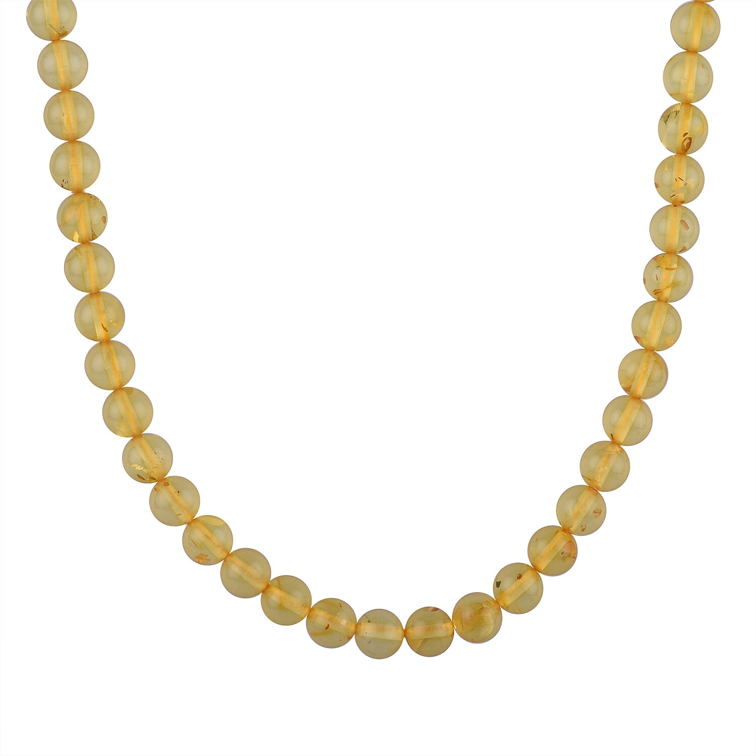 Baltic Amber Necklace (Size 23) in Rhodium Overlay Sterling Silver 80.00 Ct.