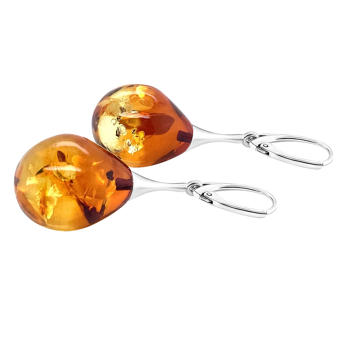 Baltic Amber Earrings (With Lever Push) in Sterling Silver