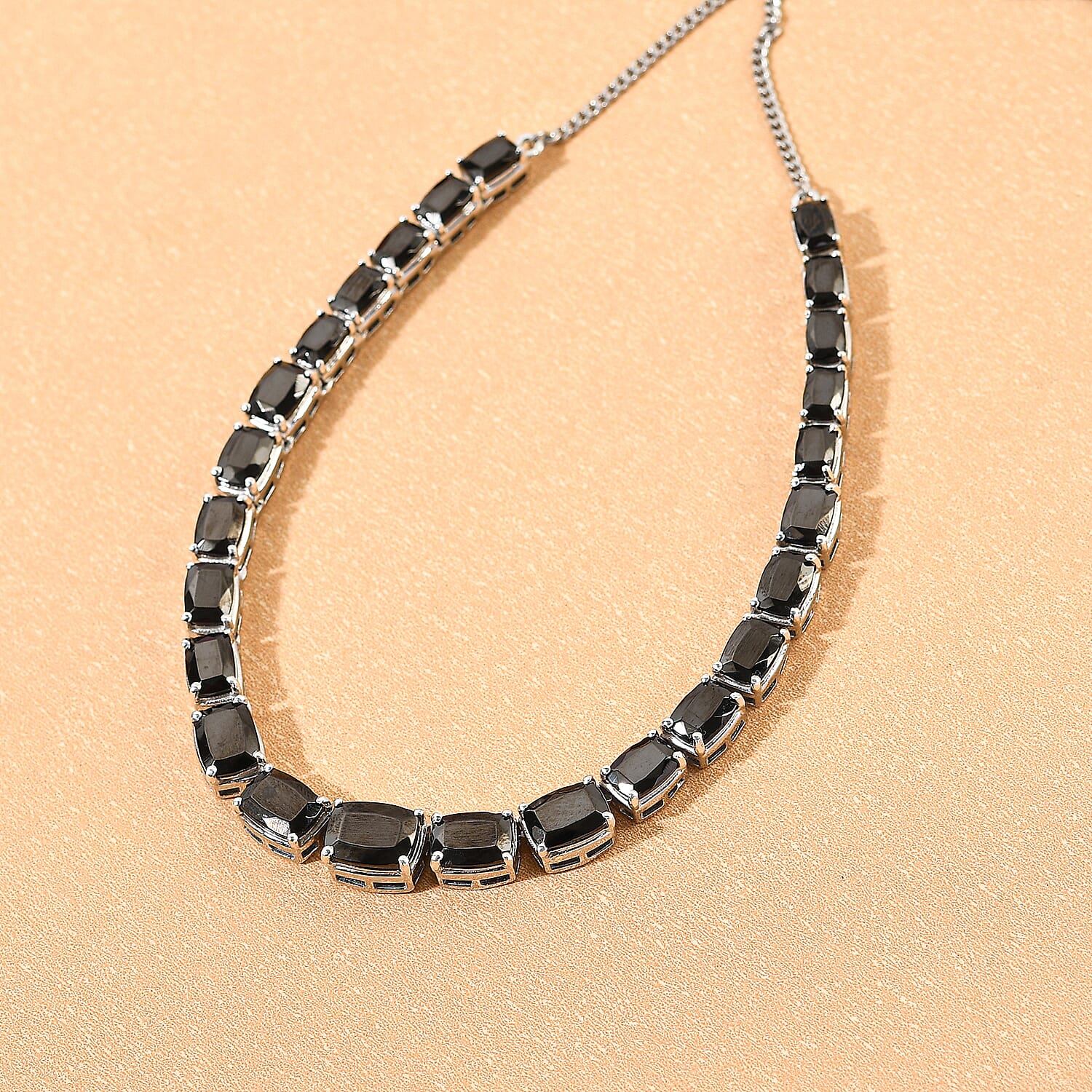 Elite Shungite Necklace (Size 18-2 Inch Ext.) in 14K Gold Overlay Sterling Silver, Silver Wt. 16.48 Gms