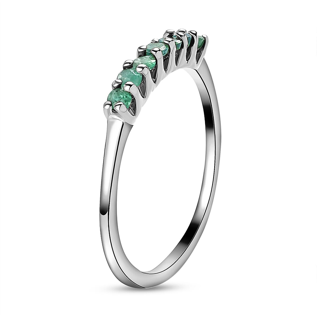 Kagem Zambian Emerald Ring in Platinum Overlay Sterling Silver