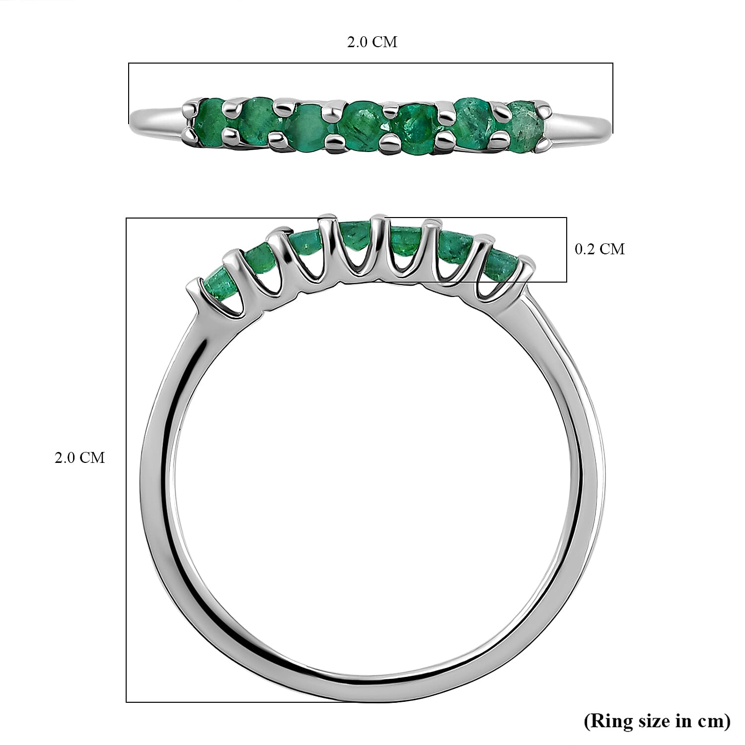 Kagem Zambian Emerald Ring in Platinum Overlay Sterling Silver