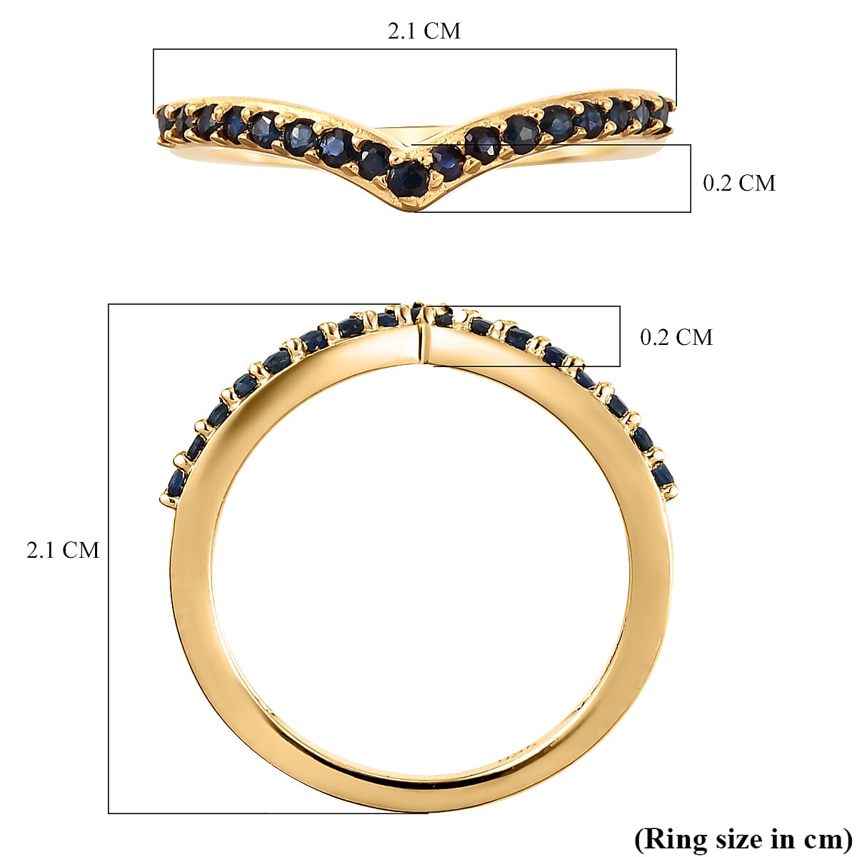 Blue Sapphire Wishbone Ring in 14K Gold Overlay Sterling Silver