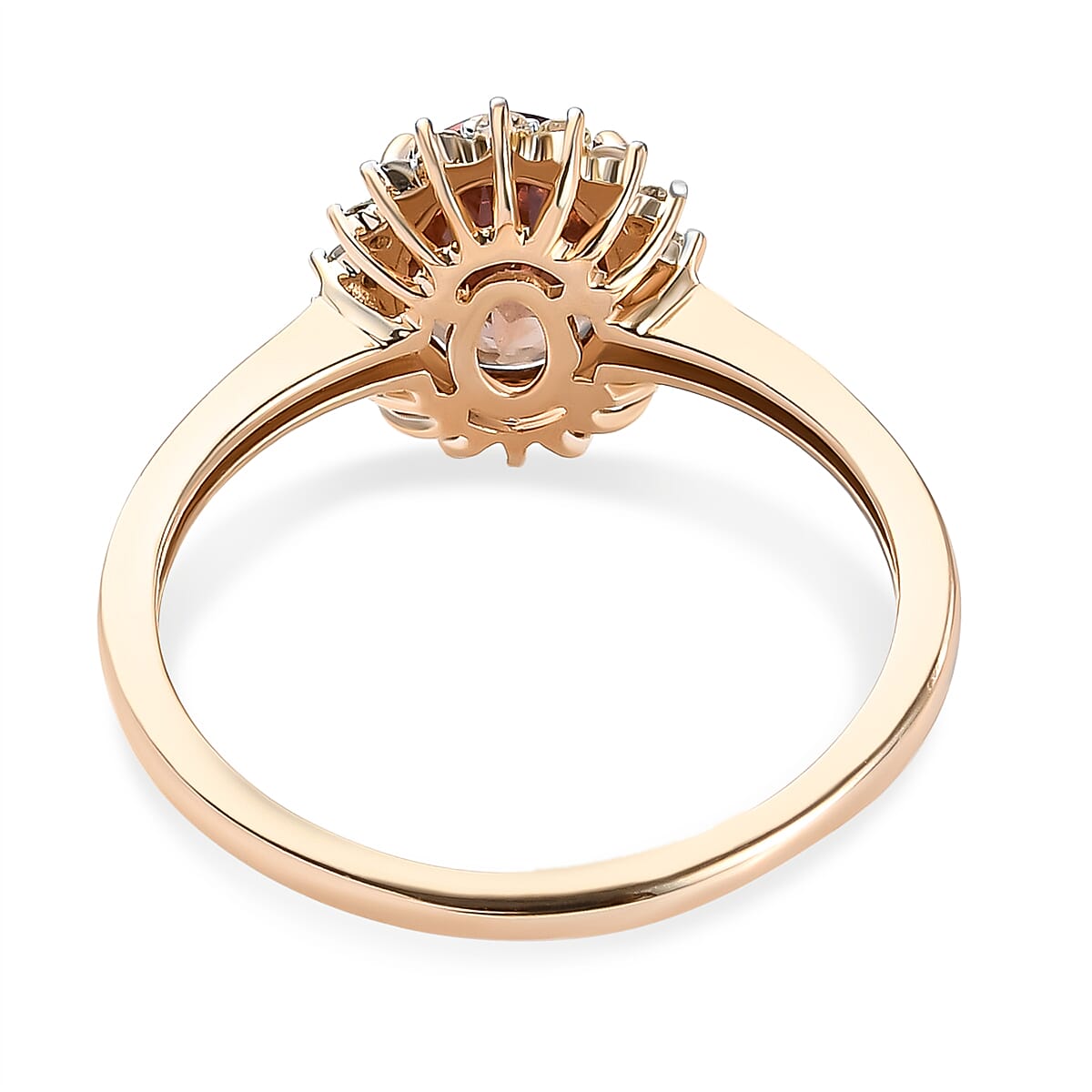 9K Yellow Gold AA Madagascar Colour Change Garnet and Diamond Halo Ring 1.56 Ct.