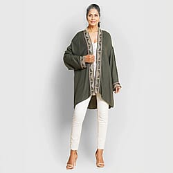 TAMSY Viscose Twill Short Kimono - Black