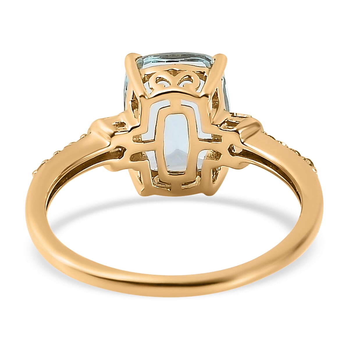 9K Yellow Gold AA Escripto Aquamarine and Diamond Ring 2.08 Ct.