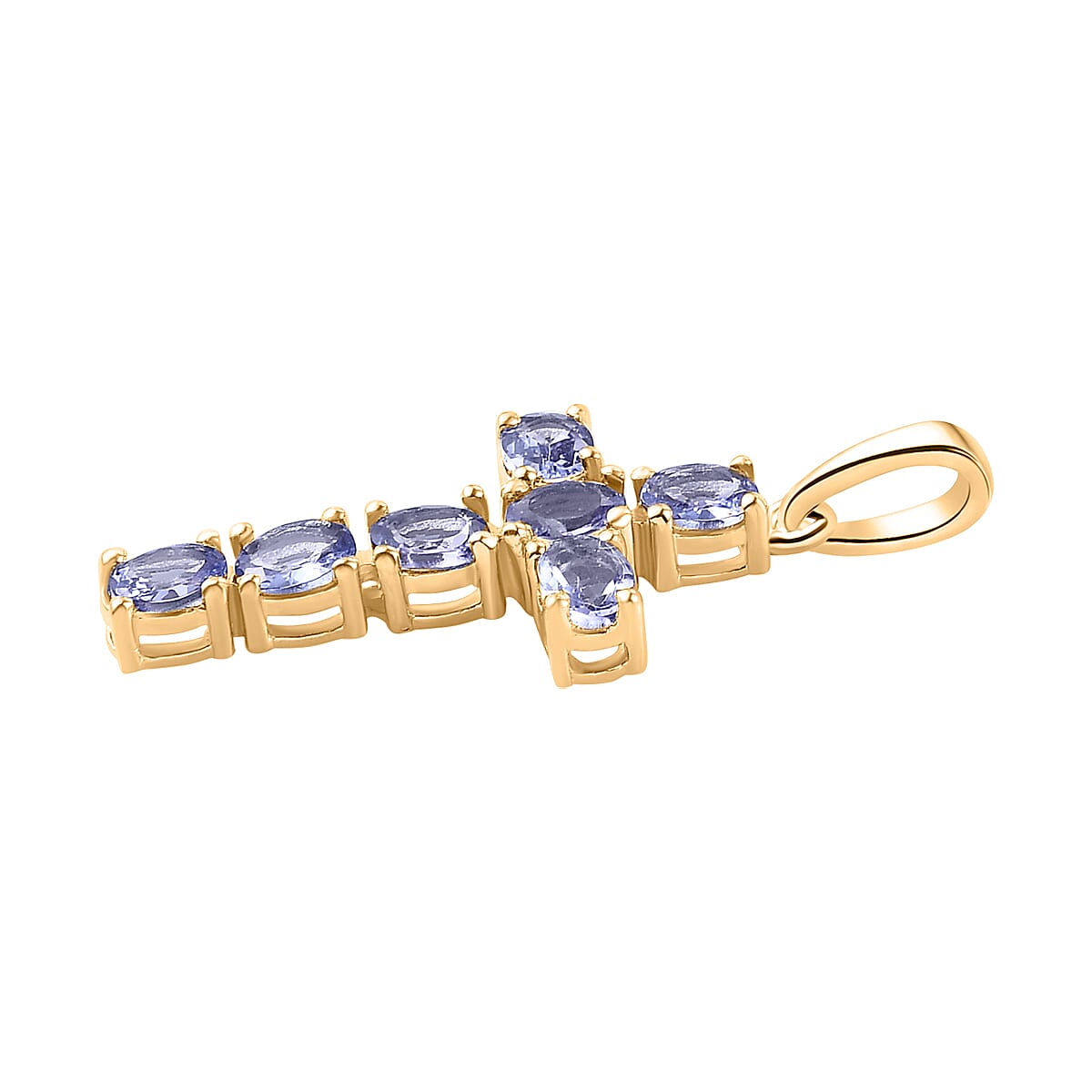 Tanzanite Cross Pendant in 14K Gold Overlay Sterling Silver 1.17 Ct.