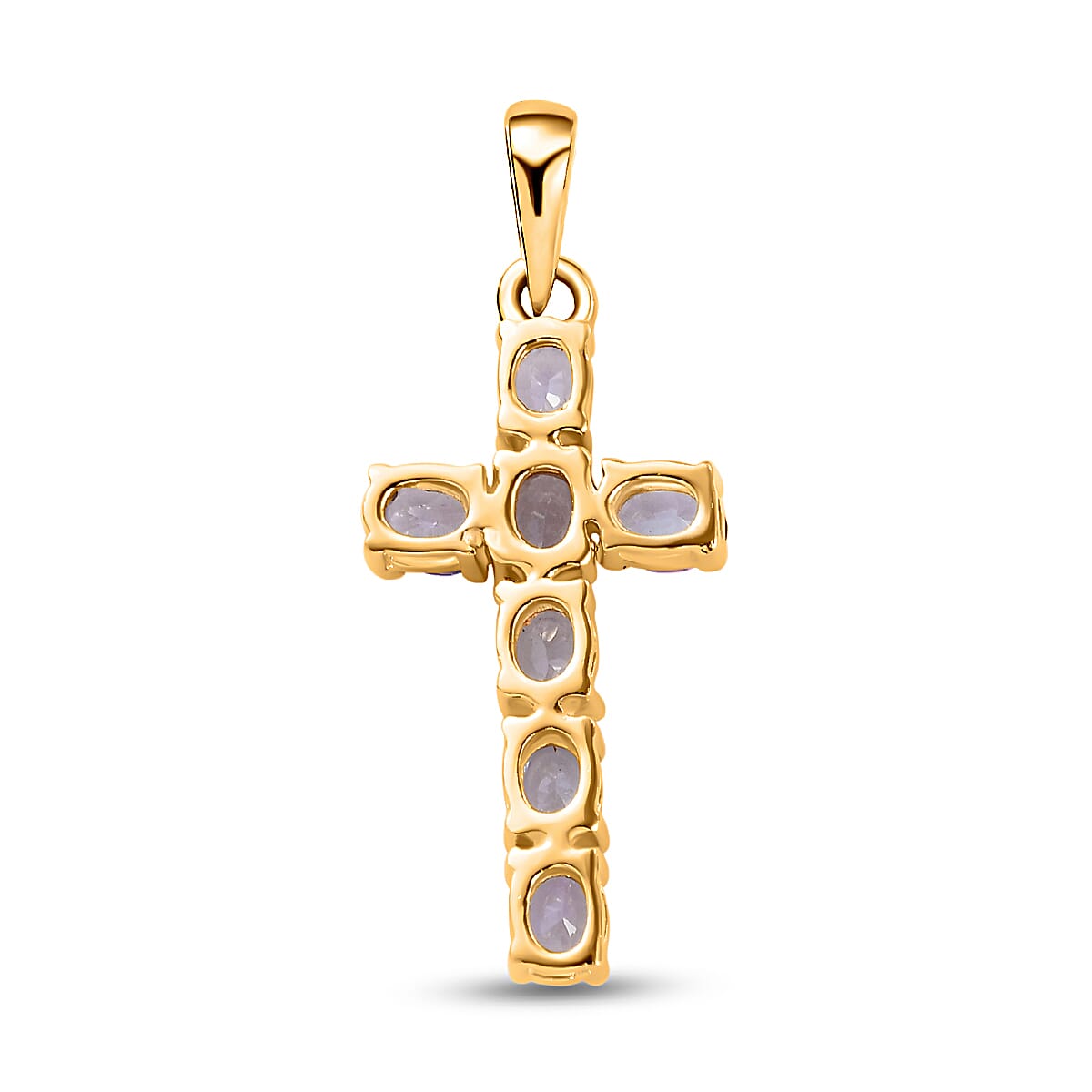 Tanzanite Cross Pendant in 14K Gold Overlay Sterling Silver 1.17 Ct.