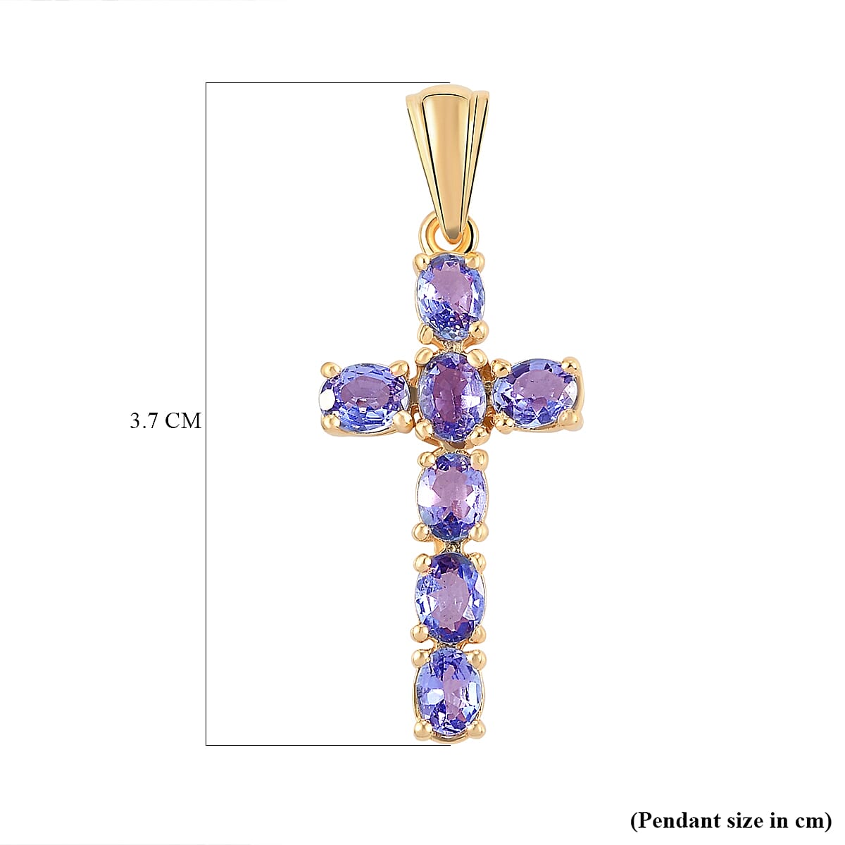 Tanzanite Cross Pendant in 14K Gold Overlay Sterling Silver 1.17 Ct.
