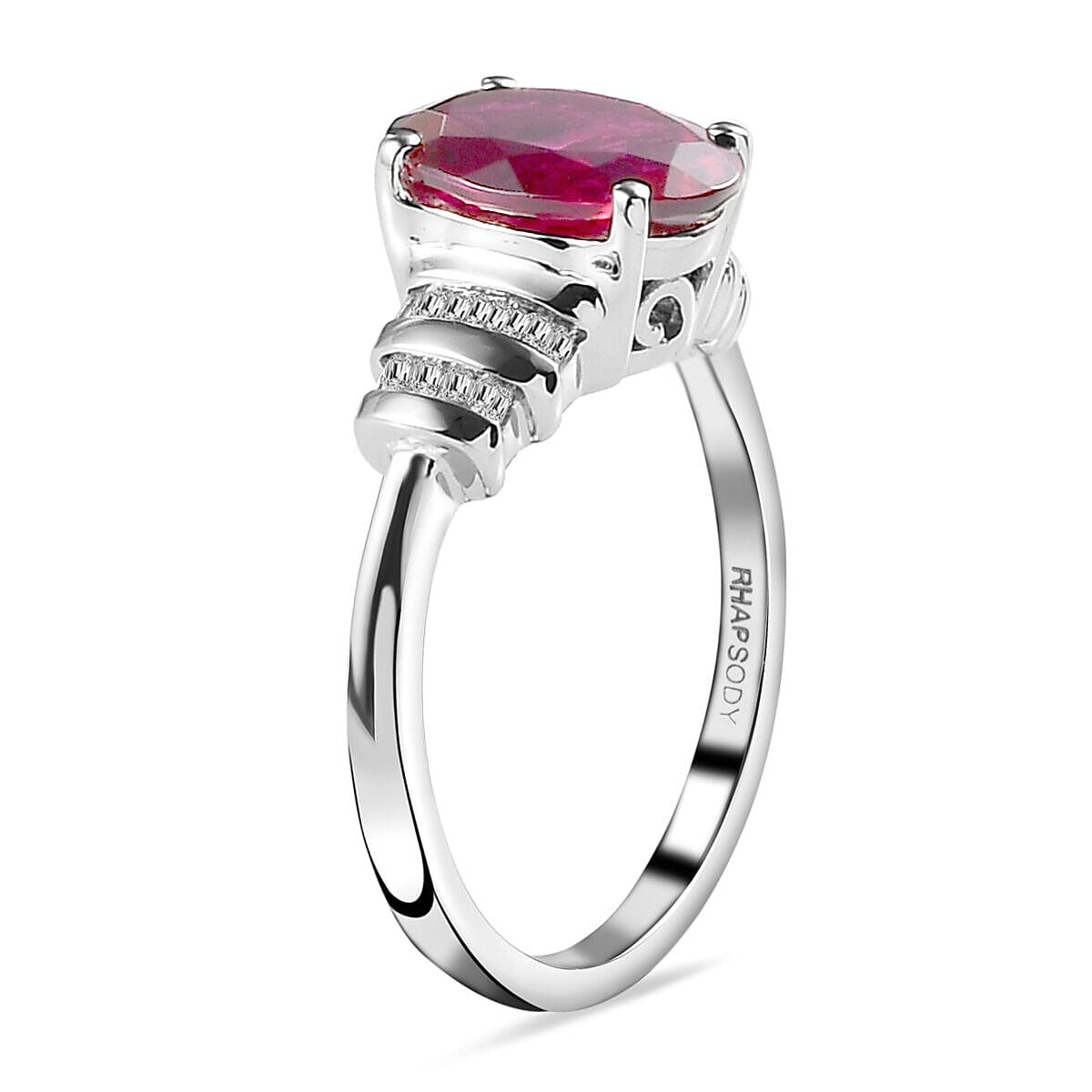 RHAPSODY 950 Platinum AAAA Rubellite and Diamond ( VS-E-F) Ring 1.94 Ct, Platinum Wt. 4.80 Gms