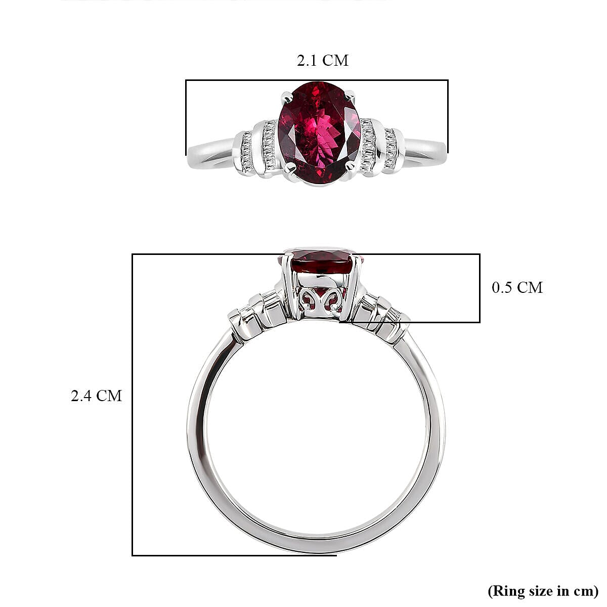RHAPSODY 950 Platinum AAAA Rubellite and Diamond ( VS-E-F) Ring 1.94 Ct, Platinum Wt. 4.80 Gms